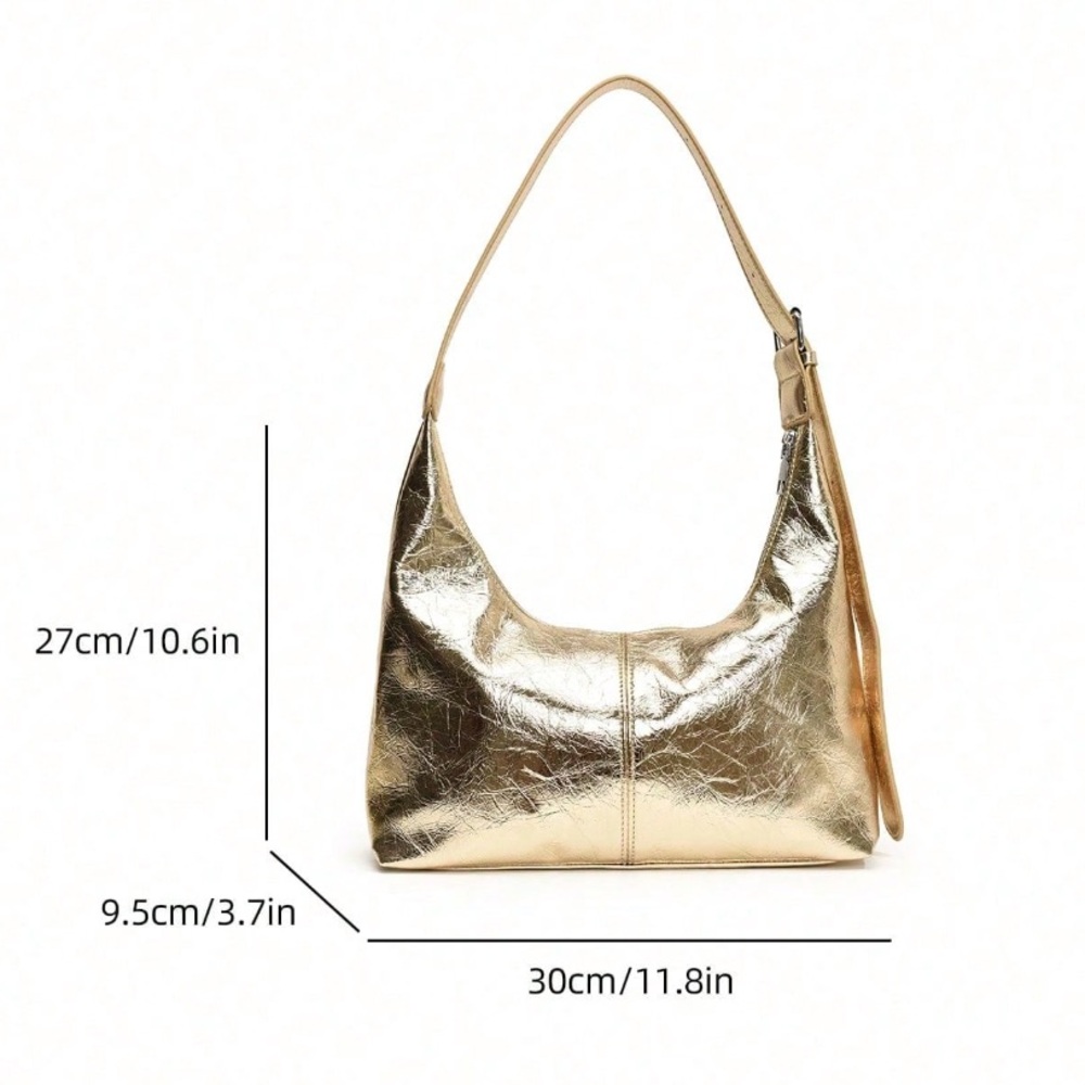 🆕 Metallic Silver Hobo Shoulder Bag - Picture 7 of 7